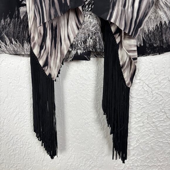 BCBGMAXAZRIA 100% Silk Sleeveless Vest Overlay Tank Fringe Size XS - Picture 2 of 5